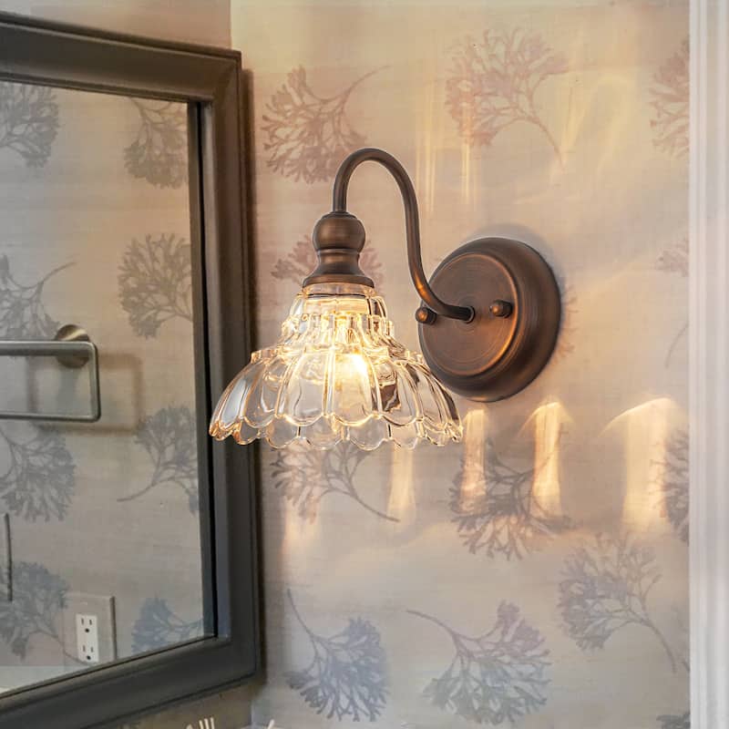 1/3/4-Light Vintage Bathroom Vanity Light with Clear Trumpet Glass Shades - W6.7''