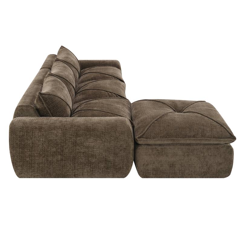 116" Chenille Fully Compressed Sectional Sofa with High-Density Foam, and 6-Seater Modular Cloud Couch