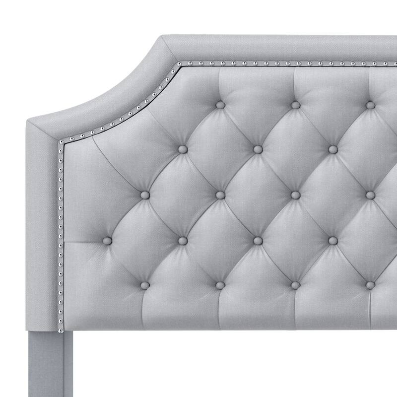 Moasis Linen Upholstered Platform Bed Velvet Bed Frame with Adjustable Headboard