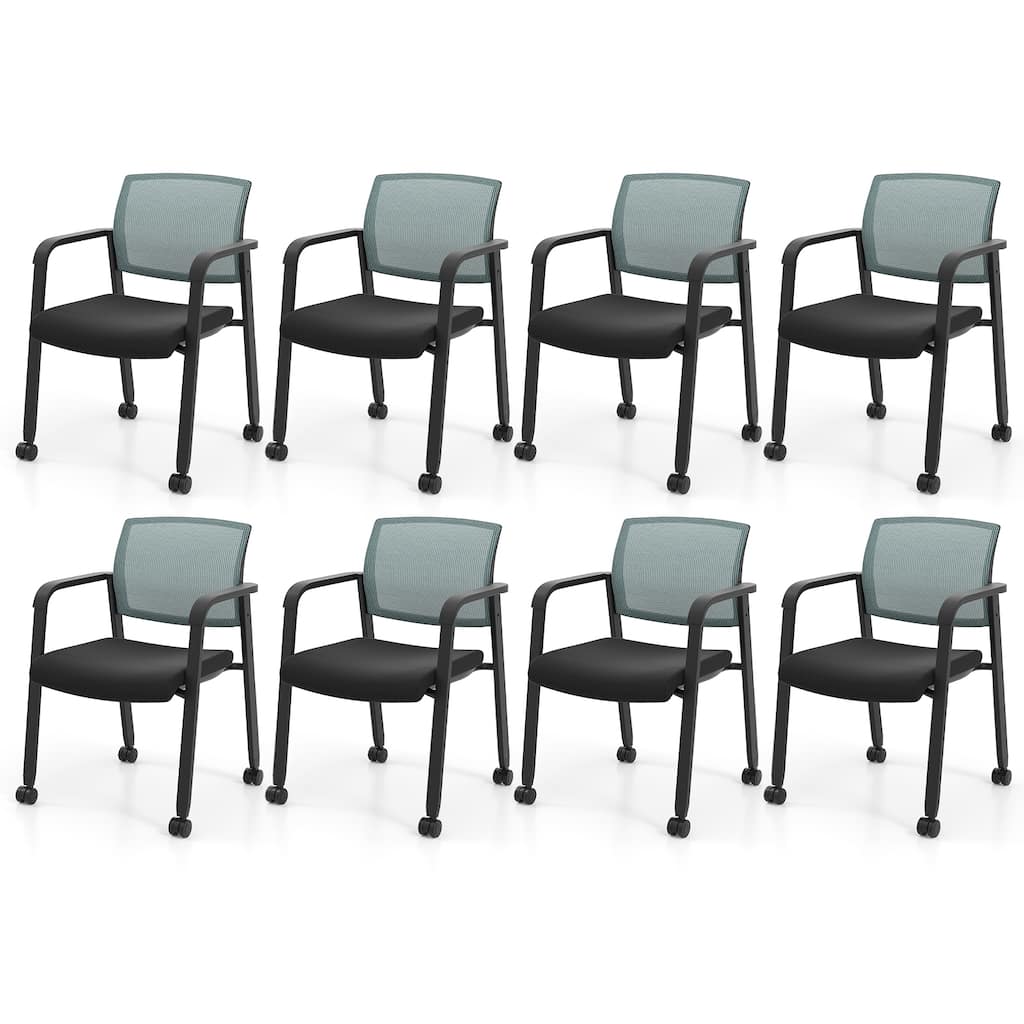 Gymax 8 PCSC Conference Chairs Stackable Office Guest Mesh Chair