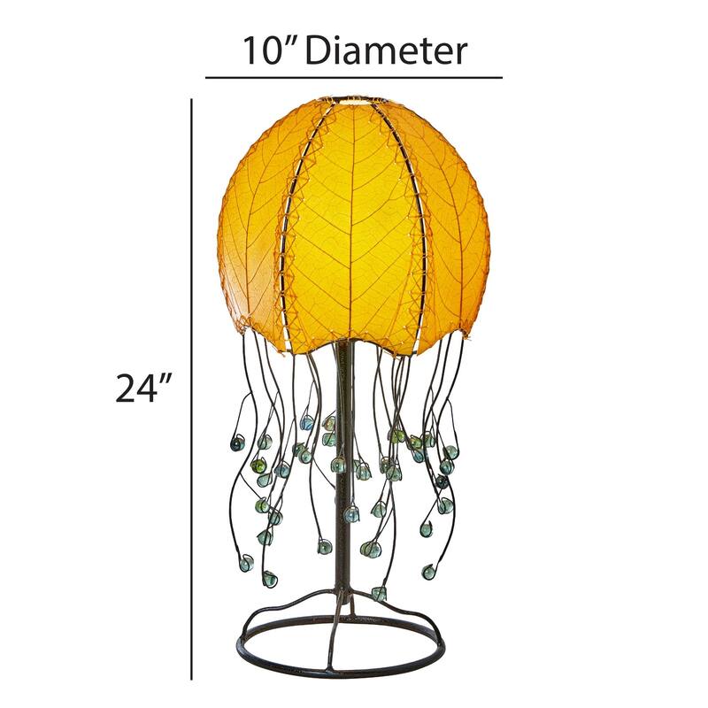 Eangee Handmade Jellyfish Table Lamp, Cocoa Leaves Shade, 10 x 10 x 24 in. - 10 x 10 x 24