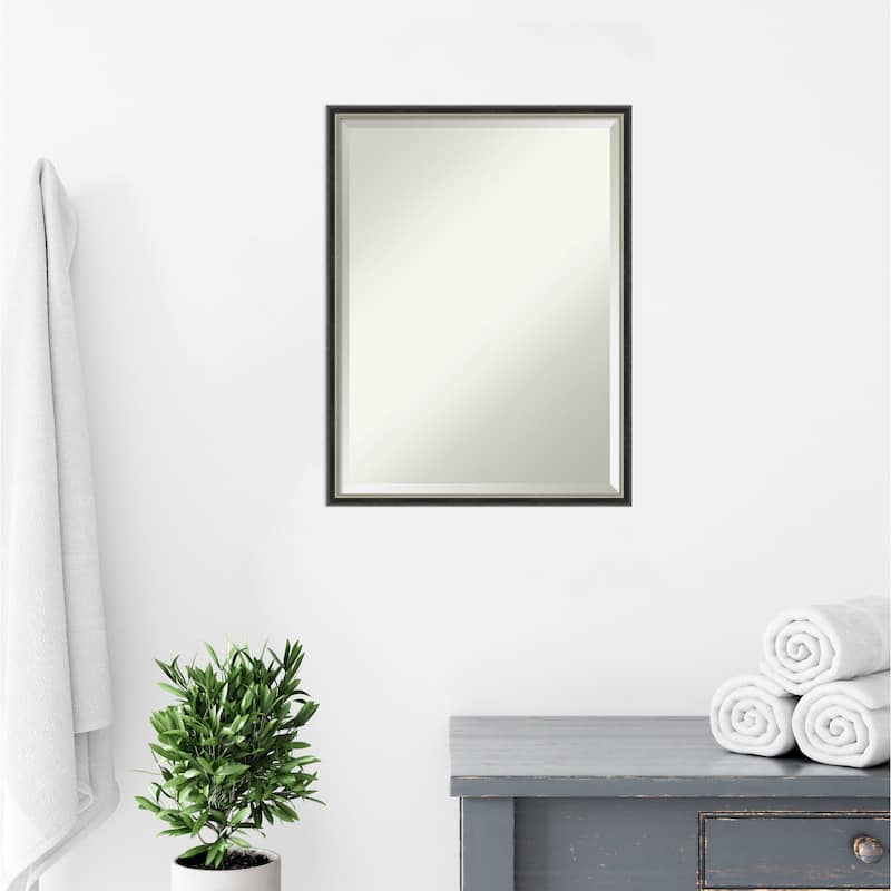 Theo Narrow Beveled Wood Framed Bathroom Vanity Wall Mirror