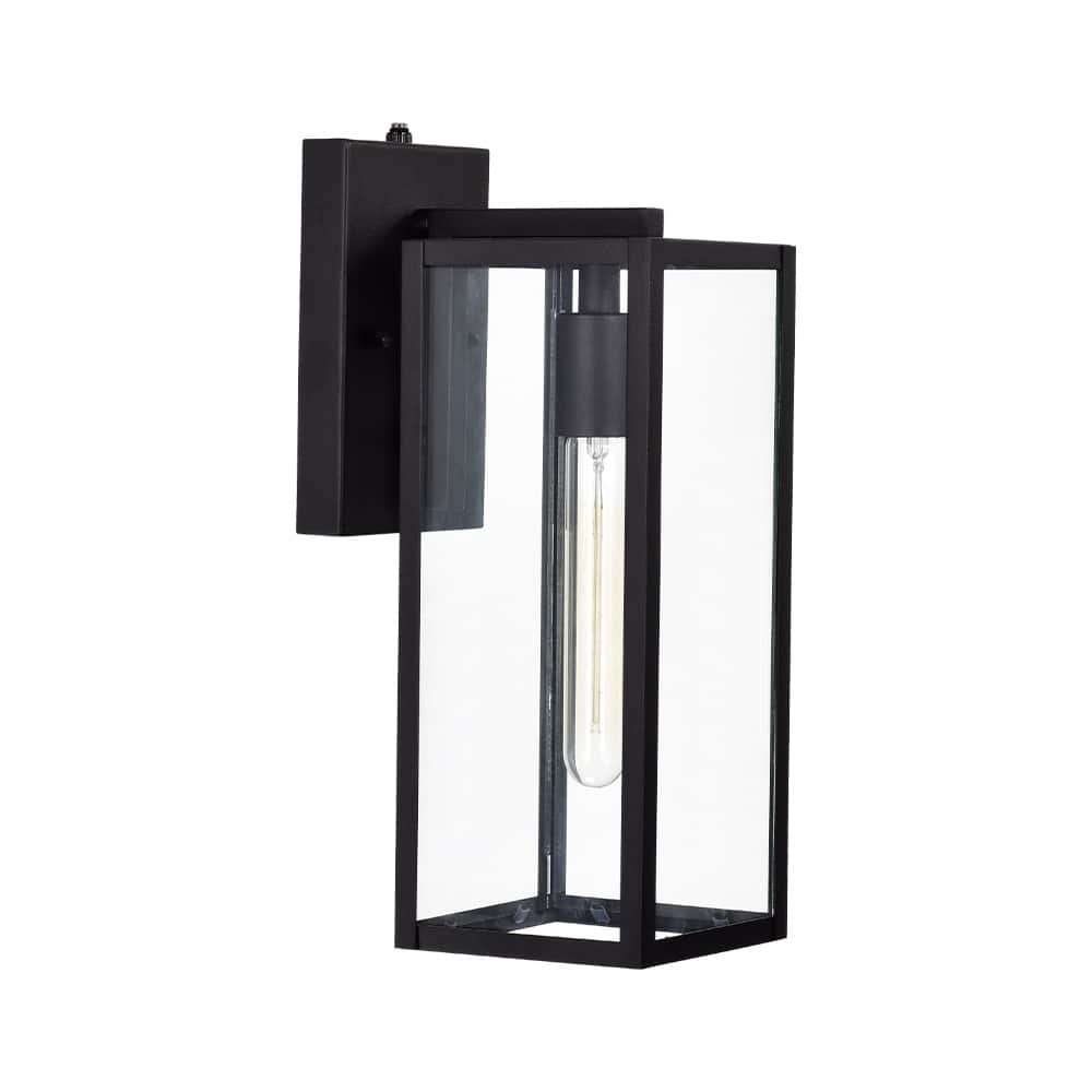 Black Outdoor Wall Lantern Sconce Porch Light With Clear Glass