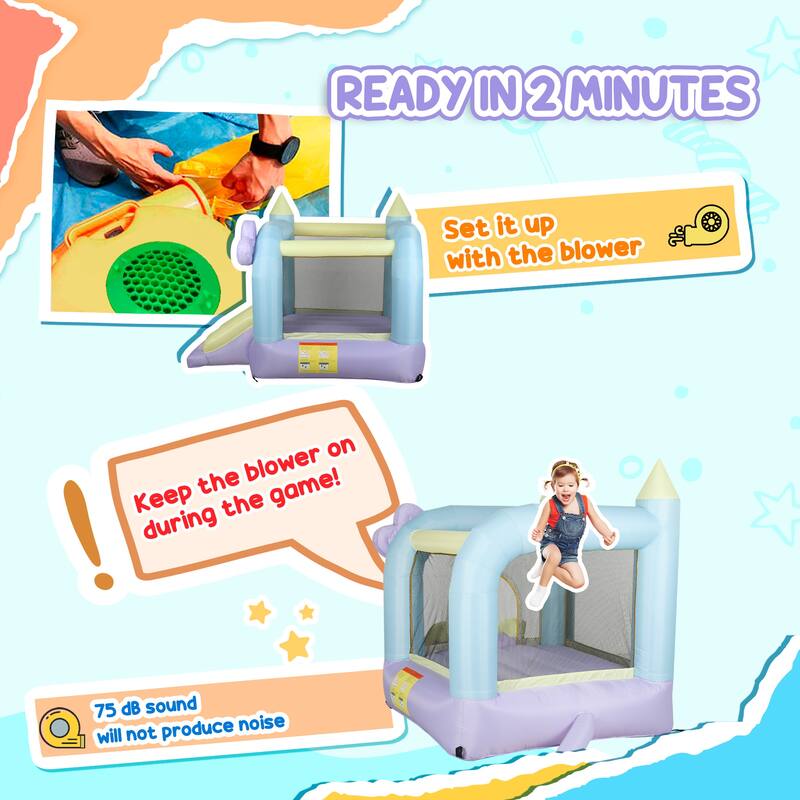 nflatable Bouncy Castle with Slide & Jumping Area Durable 420D+840D Oxford Fabric with 370W Blower for Kids Ages 3–8