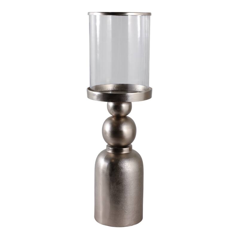 Aluminum Glass Floor Candle Holder Elegant Removable Hurricane