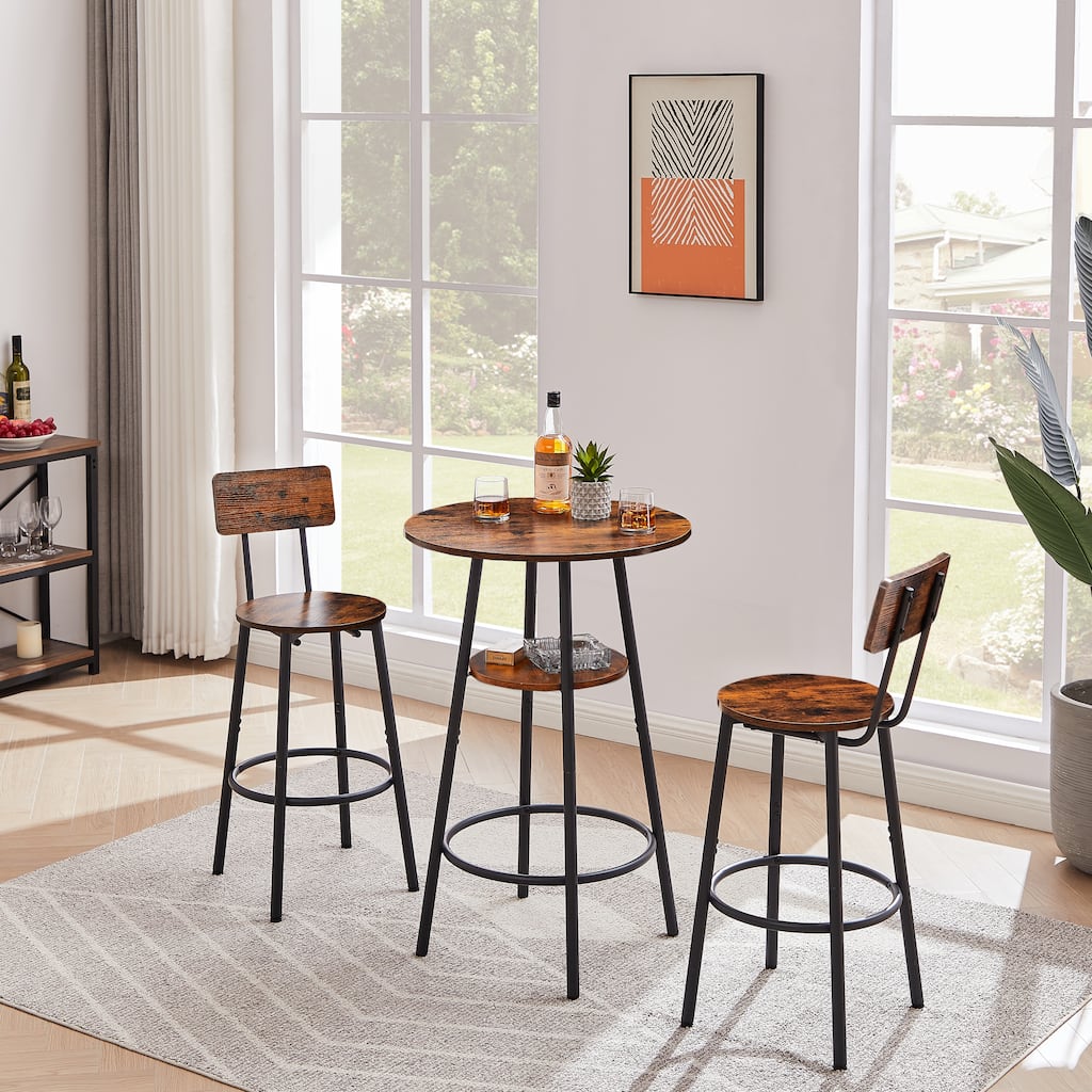 3PCS Round Bar Stool Set