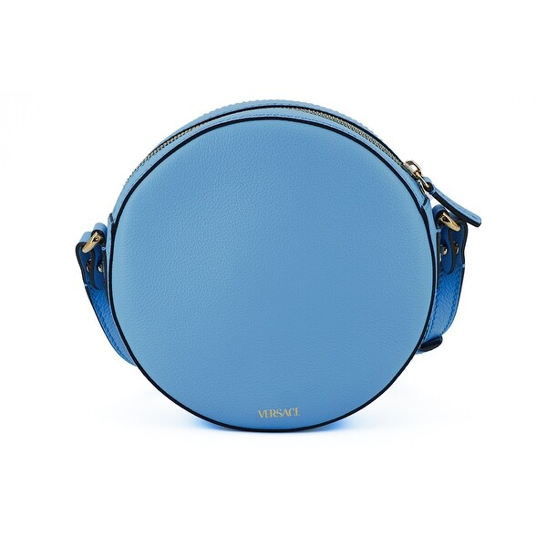 Versace Chic Blue Leather Round Shoulder Women's Bag - Bed Versace Chic Blue Leather Round Shoulder Women's Bag - Bed