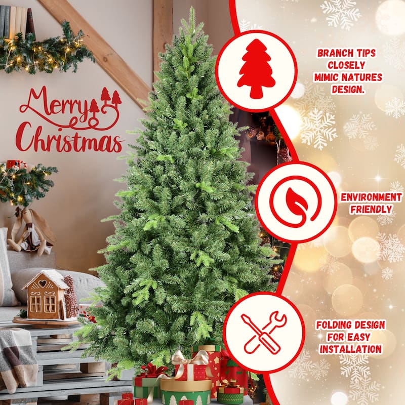 5FT Classic Christmas Tree with 967 PE+PVC Tips - Realistic Hinged Branches,Stable Metal Stand, Full Natural Look