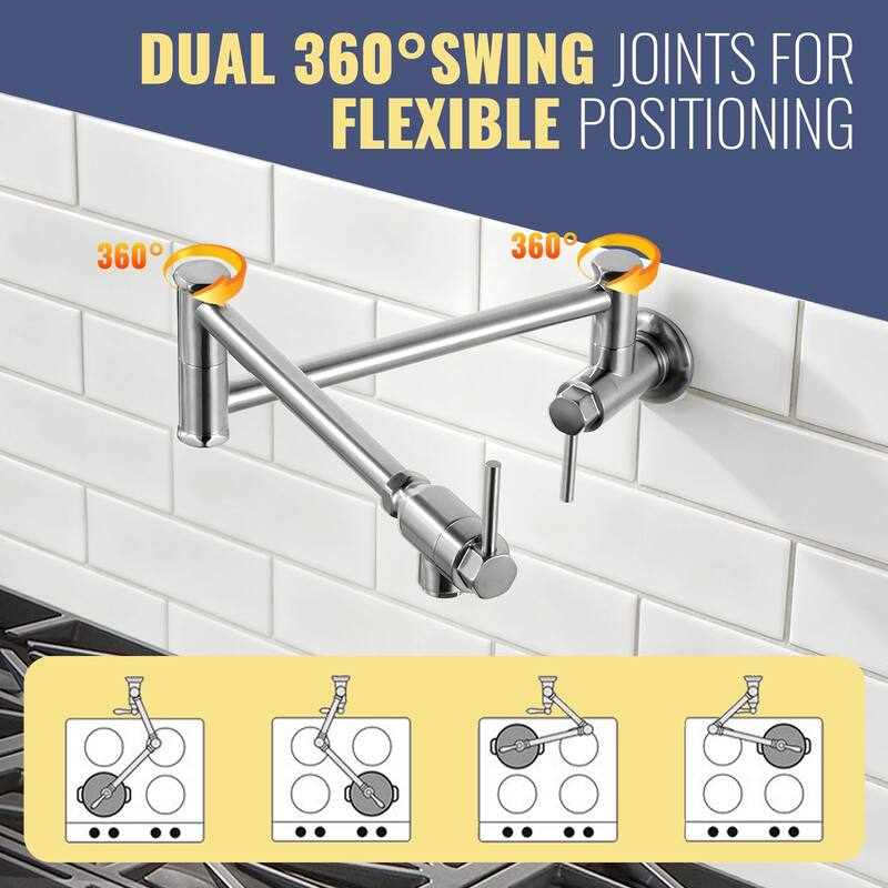 WOWOW Modern Foldable Filling Faucet with Dual-Joint Swivel Arm