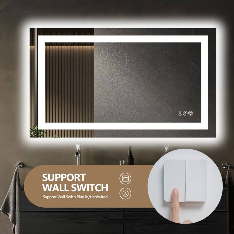 48x36 Inch Frameless LED Bathroom Mirror,Smart Mirror