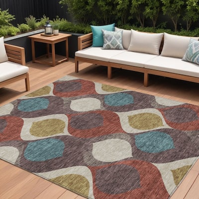 HomeRoots Ogee Transitional Rectangle Outdoor Rug