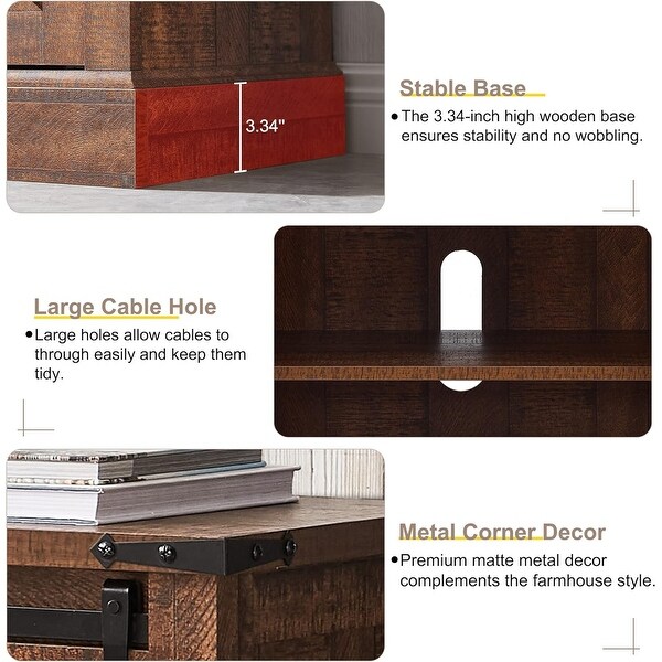 Farmhouse Fireplace TV Stand for 75'' TV, Rustic Farmhouse Fireplace TV Stand for 75'' TV, Rustic