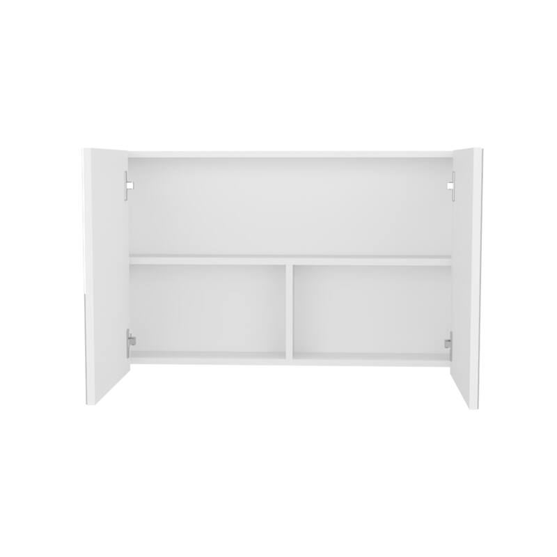 Wall-Mounted Bathroom Medicine Cabinet - 19.7" H, 31.5" W, 2 Mirrored Doors, 3 Shelves, Space-Saving Storage