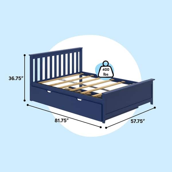 dimension image slide 0 of 13, Max & Lily Twin Platform Bed with Slatted Headboard and Trundle
