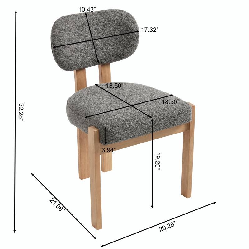 Wooden Dining Chairs Set of 2, Modern Fabric Upholstered Dining Room Chair