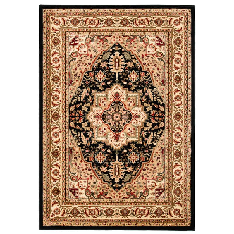 SAFAVIEH Lyndhurst Feryal Traditional Oriental Medallion Rug - 6' Square - Black/Beige - Square