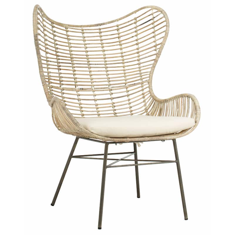 SAFAVIEH Sahira Rattan Wingback Arm Chair Washed - 31.7" x 28.4" x 40.2" - 32Wx28Dx40H