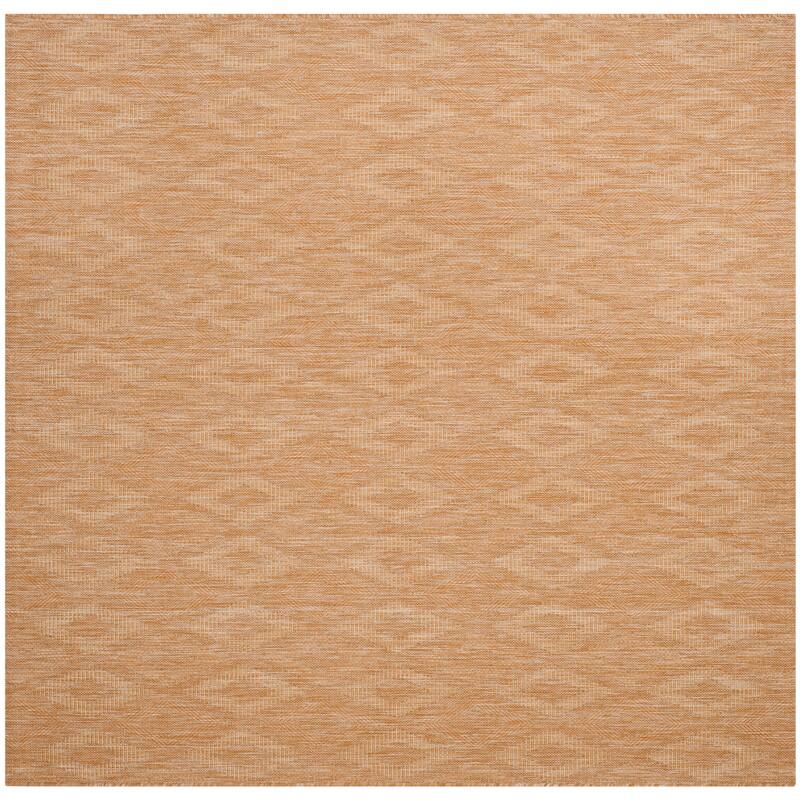 SAFAVIEH Courtyard Marolyn Indoor/ Outdoor Waterproof Patio Backyard Rug - 6'7" x 6'7" Square - Natural/Natural