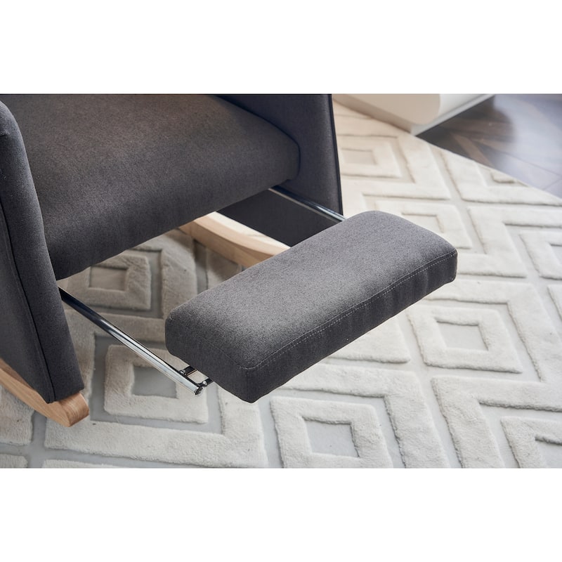 Upholstered Fabric Nursery Rocking Chair with Adjustable Footrest