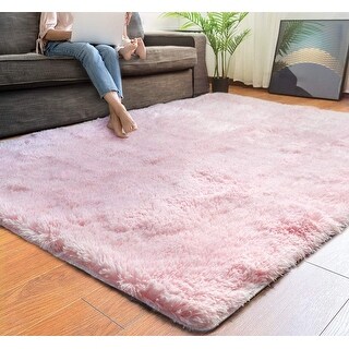 Pink Modern Area Rug 5' X 7' Pink Solid Modern Area Rug - 3'6