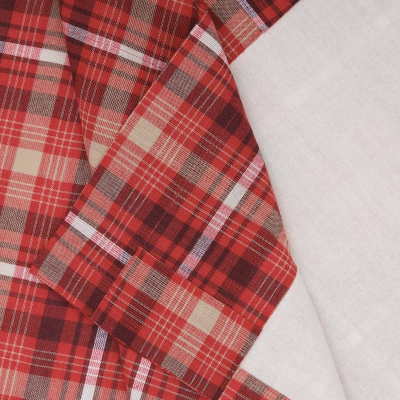 Red Rustic Kitchen Curtains VHC Braxton Valance Rod Pocket Cotton Plaid