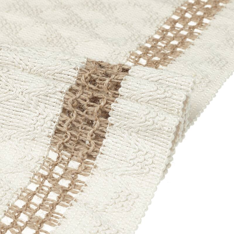 1 Pack Boho Table Runner for Home Decor Rustic Table Runner with Tassels - White Brown - 12x63 Inch