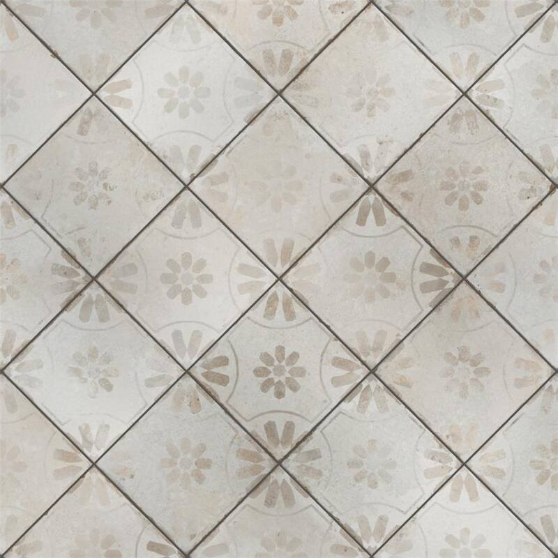 Merola Tile Kings Blume White 17-5/8" x 17-5/8" Ceramic Floor and Wall Tile
