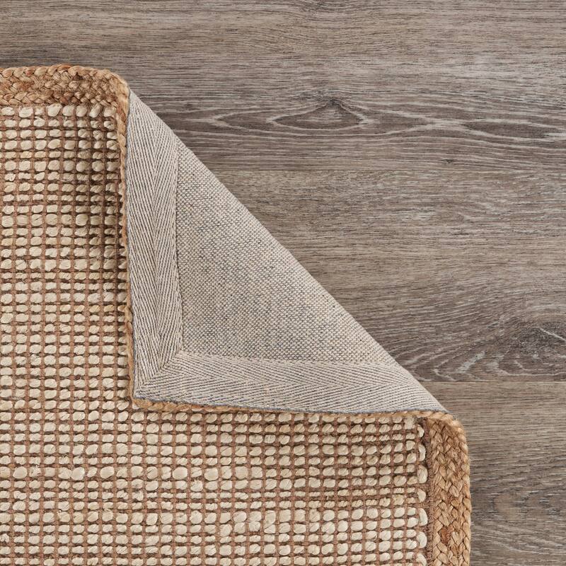 Sevita Nevaeh Farmhouse Brown/Ivory Geometric Hand-Woven Jute Indoor Area Rug