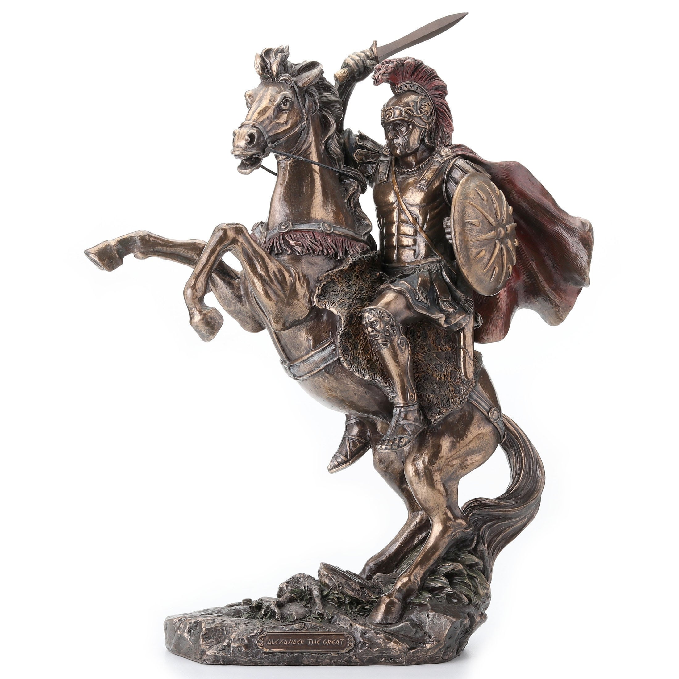 13.19 in H Alexander the Great on Horseback Figurine Poly Resin