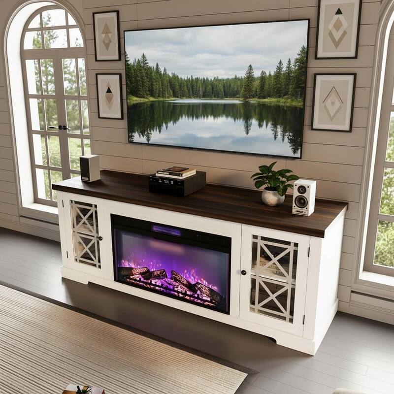 70" Fireplace TV Stand with 36" Remote, Up to 80"