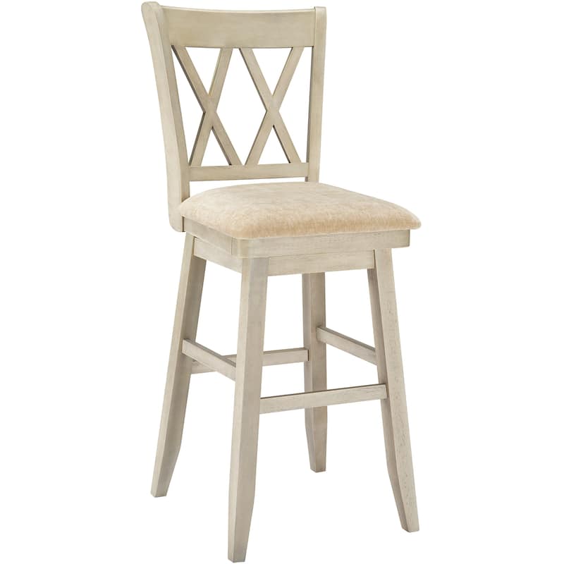 Double X Back Wood 360° Swivel Bar Stool with Foot Rest Upholstered Cushion