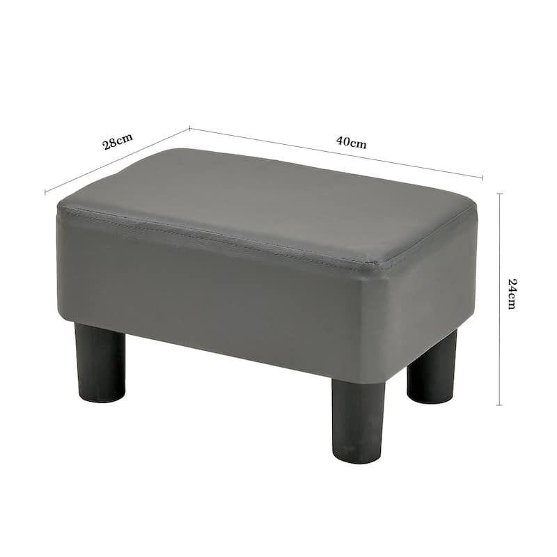 Javlergo Small Footstool Ottoman PU Leather Footrest with Legs Rectangle Padded Seat