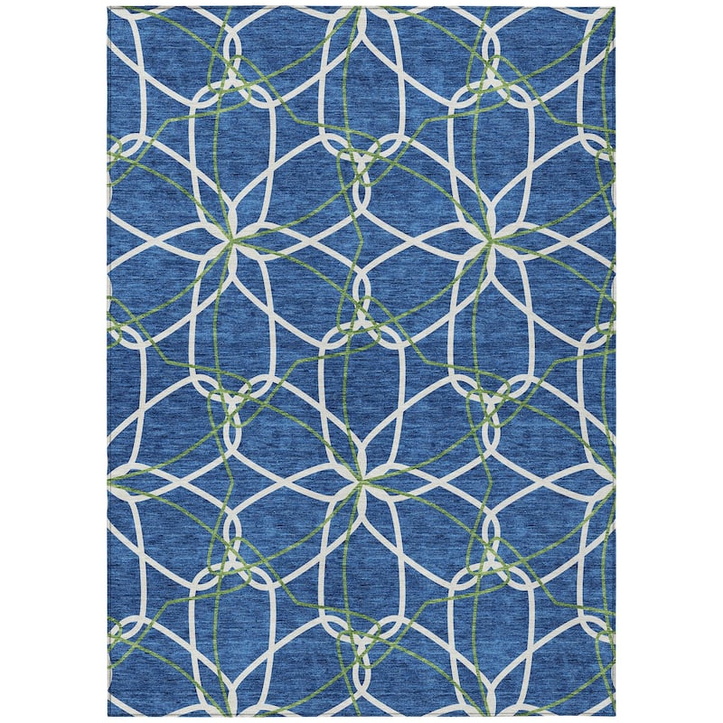 Machine Washable Indoor/ Outdoor Abstract Prism Chantille Rug