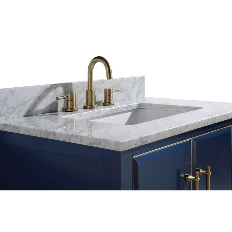 Avanity Carrara White Natural Marble Vanity Top with Rectangular Undermount Sinks