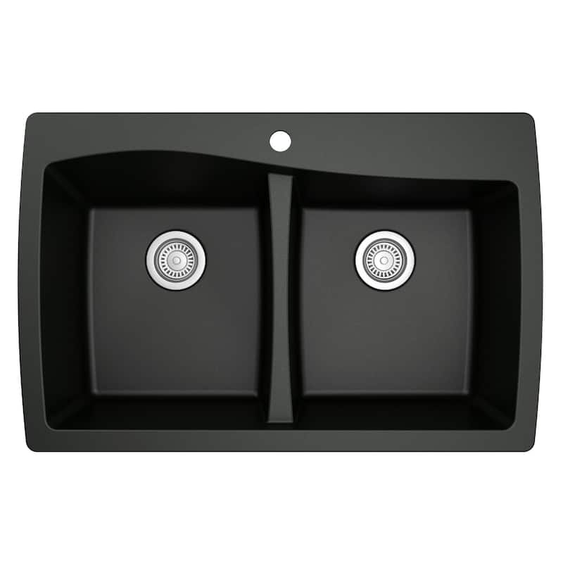 Karran Drop-In Quartz 50/50 Double Bowl Kitchen Sink