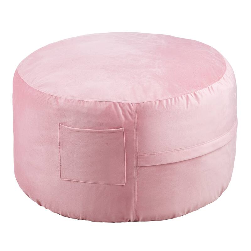 3 Ft Round Bean Bag Chair with Removable Velvet Cover and Memory Foam - 35.04 x 35.04 x 22.05 inches