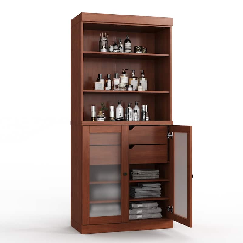 100% Solid Wood 32" Bathroom Cabinet with Optional Doors, 2-Drawers by Palace Imports