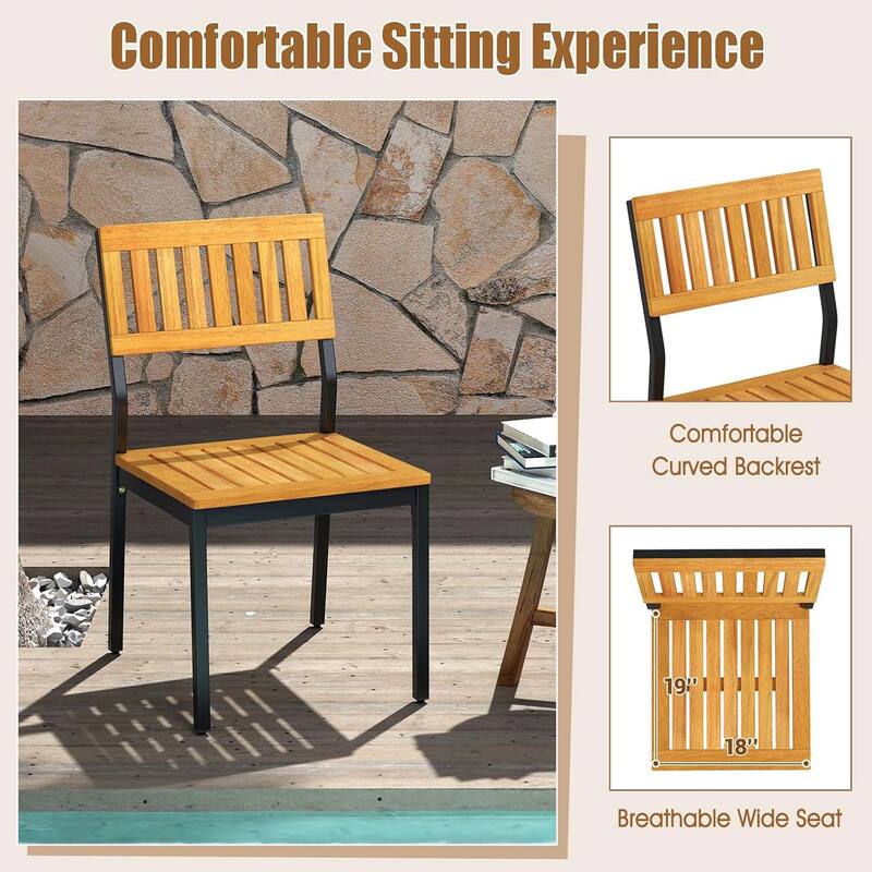 Patio Dining Chair Outdoor Armless Chairs All-Weather Bistro Chairs