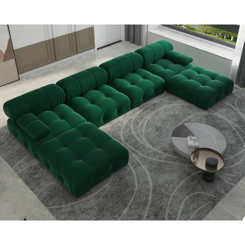 6-Seat Velvet Upholstered Symmetrical U-Shaped Sectional Sofa
