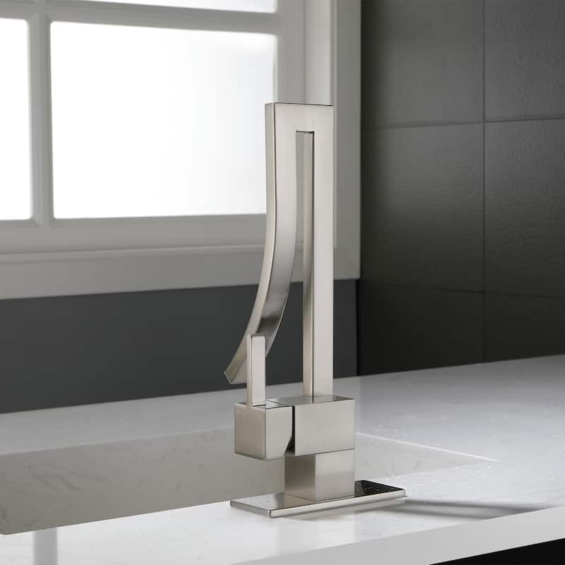 13.58"H Solid Brass Creative Design Bathroom Vessel Sink Faucet with Waterfall Spout