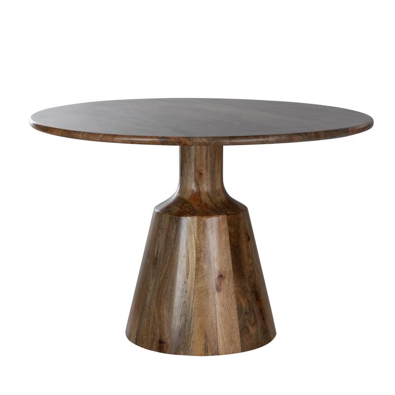 45" Round Mango Wood Dining Table with Pedestal Base and Natural Finish - 45 Inch