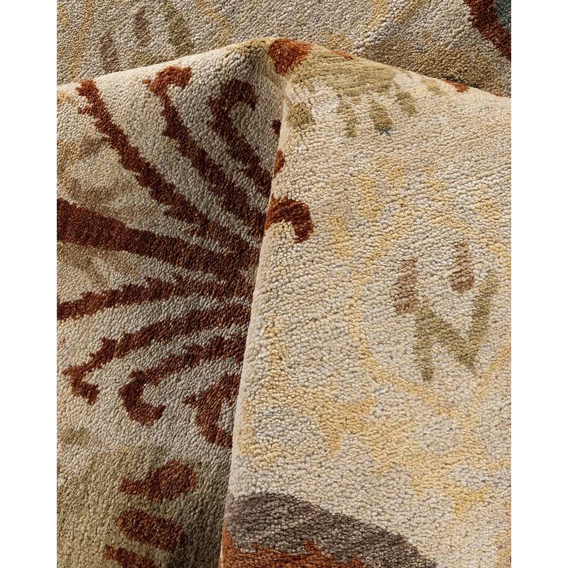 Ikat One-of-a-Kind Hand-Knotted Area Rug - Ivory, 9' 3" x 12' 4" - 9' 3" x 12' 4"