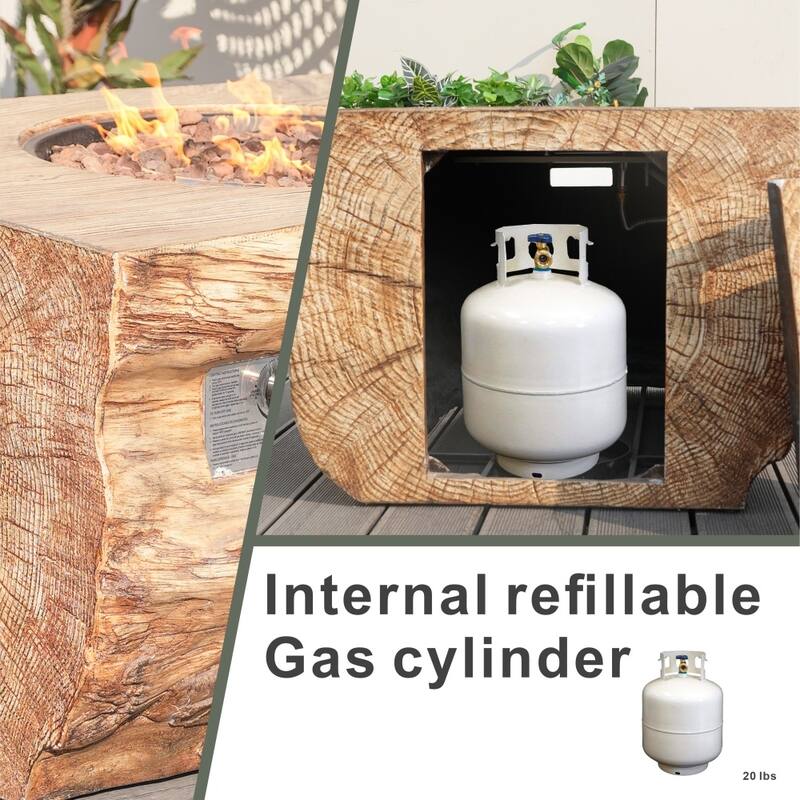 5-piece Outdoor 50,000 BTU Terrafab Composite Fire Pit Table Set with 4 Chairs