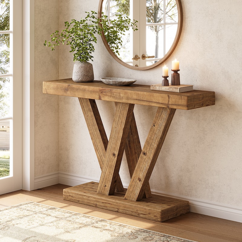 Solid Wood Console Table - Brown