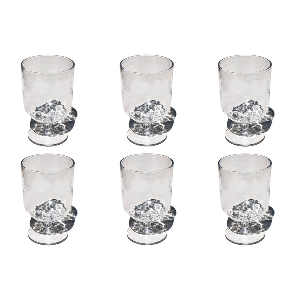 Abode Homewares Hammered Rustic Acrylic Wine Glass - Clear - 15 oz - Set of 6