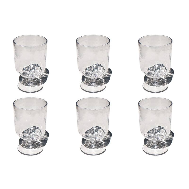 Abode Homewares Hammered Rustic Acrylic Wine Glass - Clear - 15 oz - Set of 6 - Clear