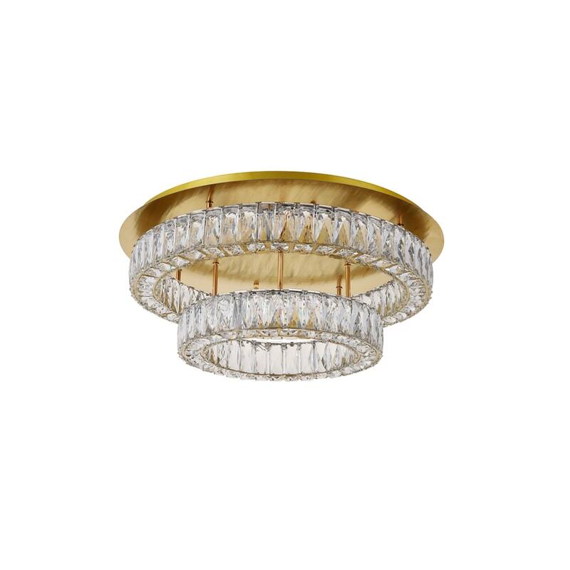 Madelyn LED light gold Flush Mount Clear Royal Cut Crystal - 25.6"W X 9.8"H