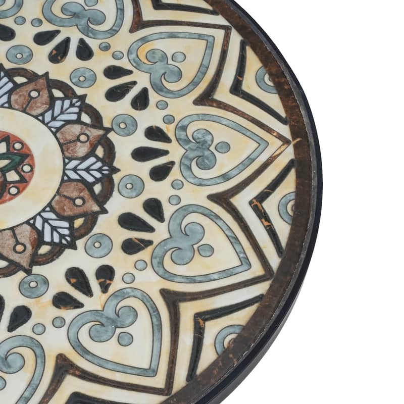 Christopher Knight Home - Camille Ceramic Tile and Iron Outdoor Side Table with French Country Charm