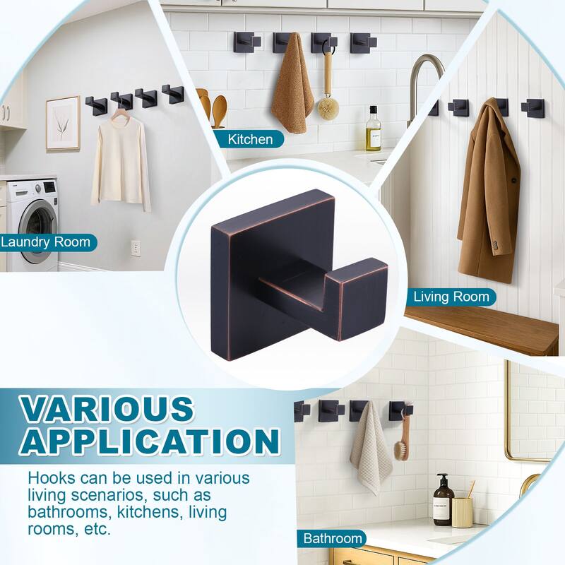 WOWOW J-Hook Wall Mount Robe/Towel Hook 4PCS