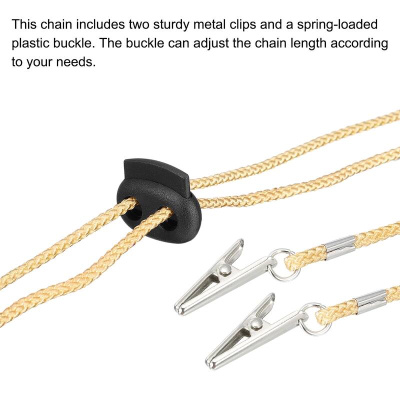 12.8" Napkin Chain Adjustable Bib Holder Chain Sun Hat Strap Cord Lanyard, Beige